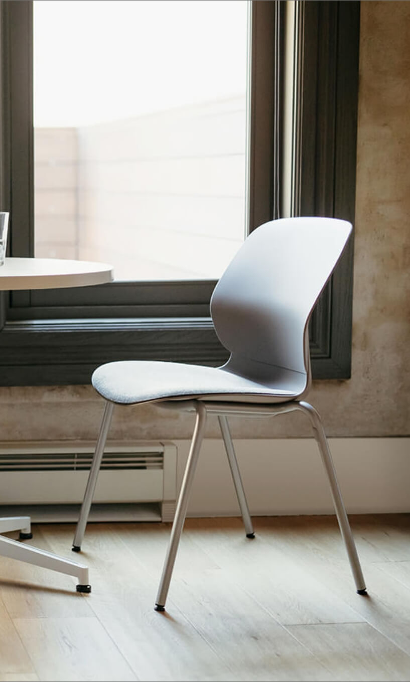 Maari Chair 4-Leg Base with Upholstered Seat in lifestyle shot
